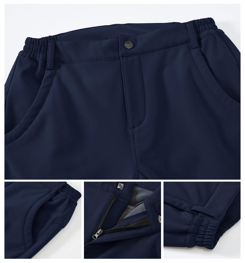Gopune Women's Windproof Waterproof Sportswear Outdoor Hiking Fleece Pants (Navy,M) - Image 4